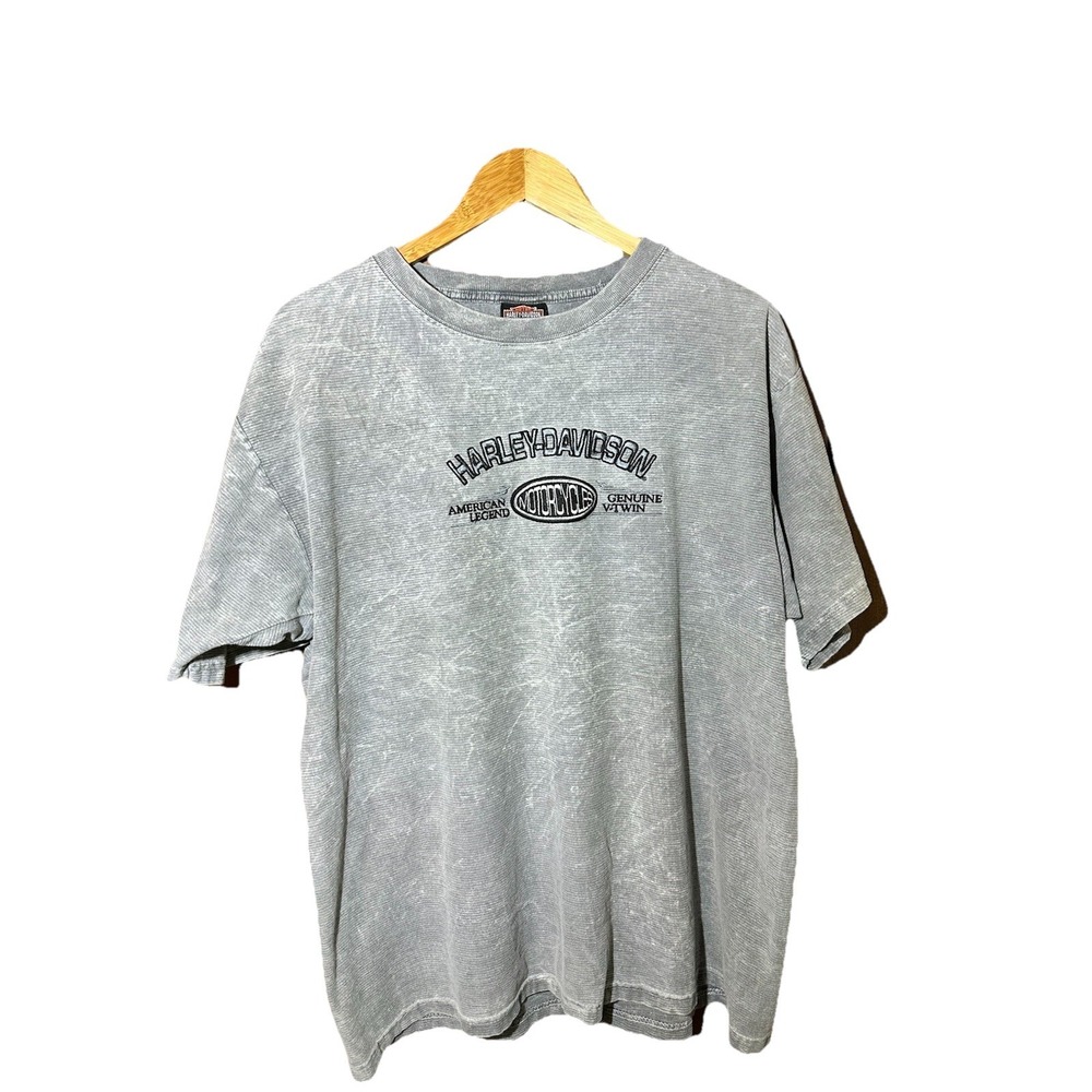 Harley-Davidson‎ Gray Embroidered Logo T-Shirt Men's Large Y2K
